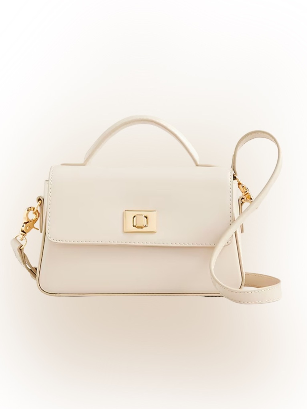 JCrew Edie Top Handle Ivory Leather Bag